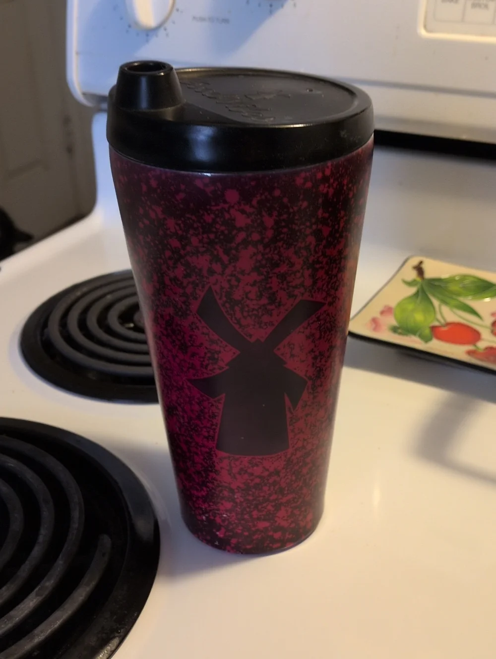 Dutch Bros Speckled Dark Pink & Black Travel Tumbler